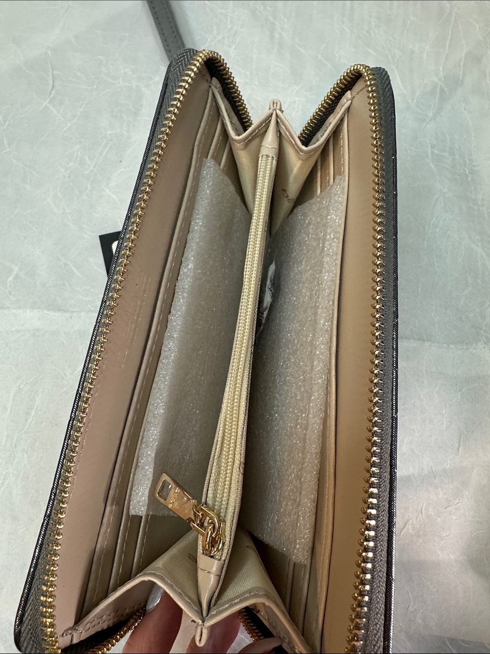 bebe Black Quilted Zip Wallet with Gold Hardware - Picture 5 of 6